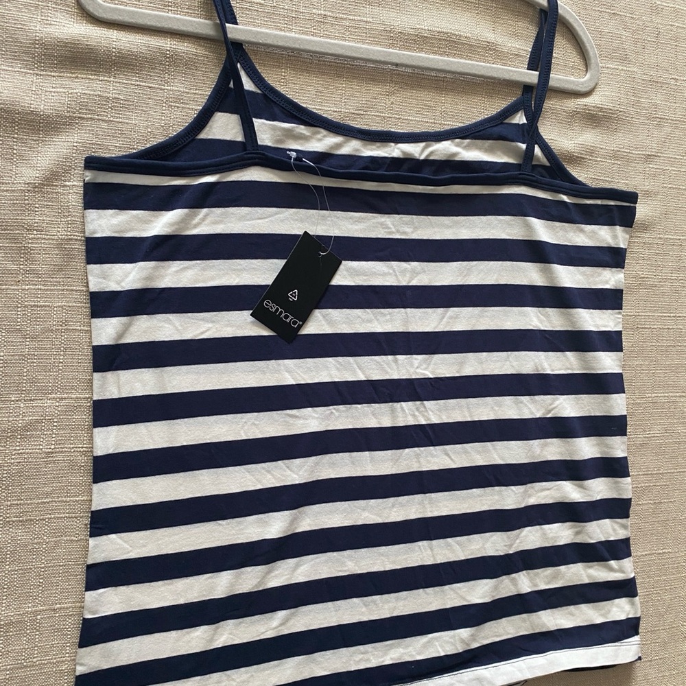 Moda Navy and White Striped Women's Top